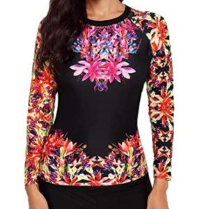 Long Sleeve Sun Protection Rash Guard 2pc Swimsuit